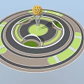 Square Landscape With Multiple Circular Designs Green Elements And Colorful Layouts 3d model