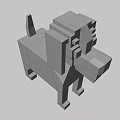 3D Pixel Art Dog Model With Blocky Design And Colorful Details