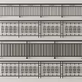 Various Metal Railing Designs with Decorative Patterns and Simple Vertical Bars 3d model