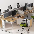 Modern Office Desk Workstation With Computer Chair Partition And Storage Drawers