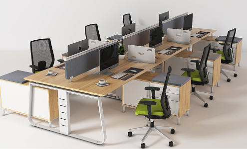 Modern Office Desk and Chair Staff Desk Staff Chair Desk 3d model