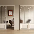 White Sliding Doors with Arched Top and Paneled Glass in Modern Interior Space