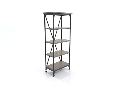 Modern Bookshelf With Metal Frame And Wooden Shelves For Home Decor 3d model