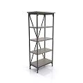 Modern Bookshelf With Metal Frame And Wooden Shelves For Home Decor