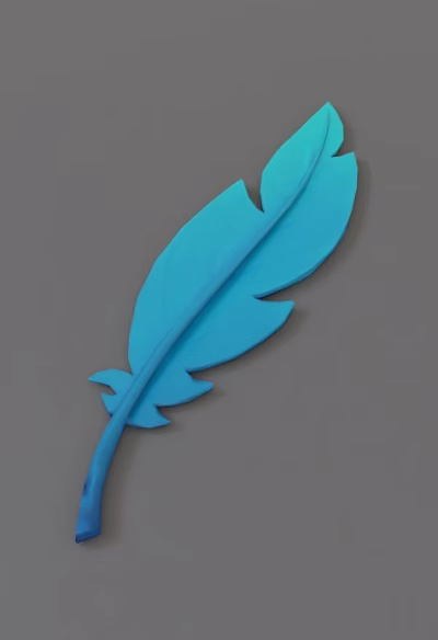 Blue Feather Shaped Decorative Ornament for Home Decoration Display Piece 3d model