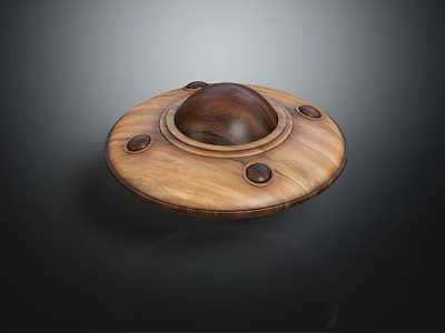 Wooden Decorative Disc With Central Dark Wooden Accent Surrounded By Circular Details On Smooth Surface 3d model