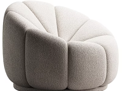 Elegant Cozy Modern Beige Plush Upholstered Leisure Chair With Scalloped Rounded Design 3d model