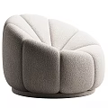 Elegant Cozy Modern Beige Plush Upholstered Leisure Chair With Scalloped Rounded Design