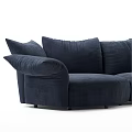 Dark Blue Modern Velvet Three Seater Sofa With Comfortable Cushions And Armrests