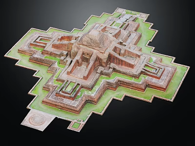 Ancient Architecture Model With Symmetrical Layout Intricate Stone Structures And Multi Level Platforms 3d model