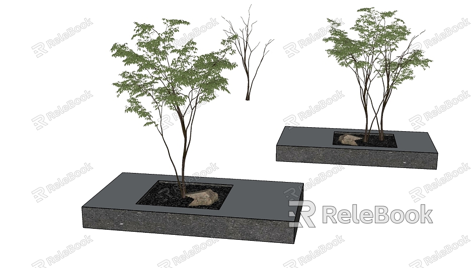 Landscape tree, courtyard tree, tree pool model