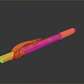 Orange Pen With Orange Grip Transparent Barrel And White Tip On Black Surface With Reflection