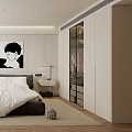 Modern Bedroom Interior Design With Large Bed White Bedding Black And White Portrait And Telescope