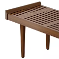 Mid Century Solid Walnut Wood Slatted Two Seater Sofa For Living Room And Entryway