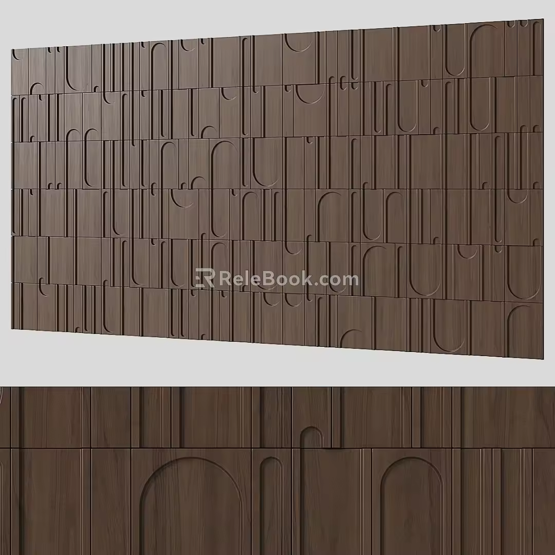 Solid wood decorative wall modeling background wall three-dimensional wall panel 3d model