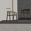 Modern POLIFORM Dining Chairs With Wood Frame Leather Seat Beige Dark Brown