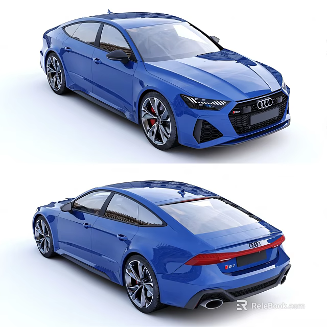 Blue Audi Sporty Sedan With Sleek Body And Alloy Wheels Design 3d model 