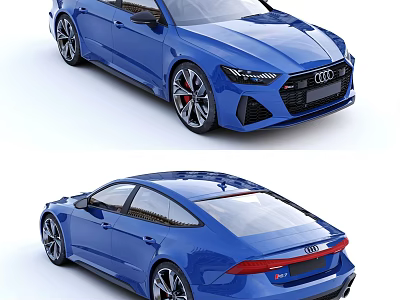 Blue Audi Sporty Sedan With Sleek Body And Alloy Wheels Design 3d model