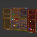 Wooden Wine Cabinet With Lattice Doors Multiple Shelves And Wine Glasses Storage