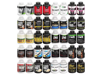 Various Branded Bottled Supplements In Different Colors For Daily Life Use 3d model