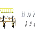 Bicycle Storage System With Yellow Rack Blue Brackets And White Hooks 3d model