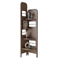 Modern Home Living Room Wooden Shelving Unit With Open Shelves And Decor Items