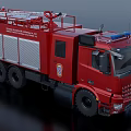 Functional Red Fire Truck With Ladder Emergency Lights And Rescue Equipment