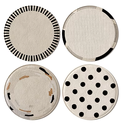 Four Round Area Rugs With Diverse Patterns 3d model