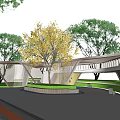 New Chinese Style Corridor Frame Folding Line Landscape 3d model