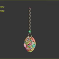 Red Shiny Decorative Hanging Ornament with Intricate Hollow Pattern for Home Interior Decoration