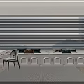 Cozy Bay Window Interior Design With White Blinds Seat Cushions And Desk Chair