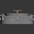 Grey Metal Container Top With Round Lid And Bolted Fasteners Industrial Design