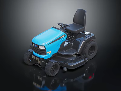 Blue Riding Lawn Mower For Efficient Grass Plant Maintenance In Garden 3d model