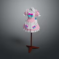 Cute Pink Maid Dress With White Apron Colorful Bows And Lace Trim