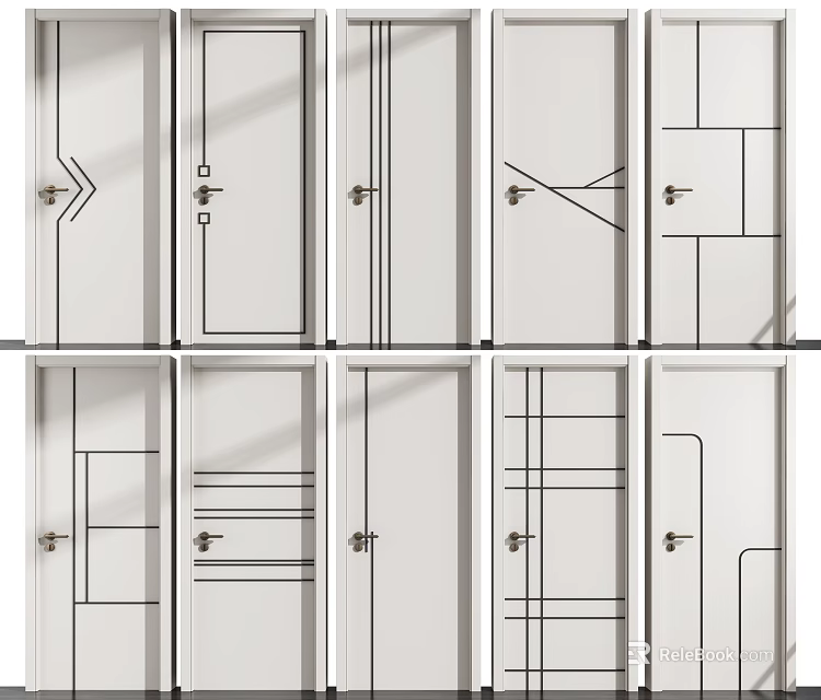 Stylish Modern Swing Doors With Various Panel Patterns For Home Interiors 3d model