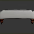 White Upholstered Ottoman With Red Legs And Round Base In Simple Design