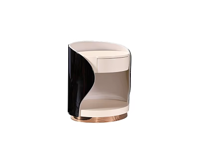 Elegant Modern Bedside Table With White Black Design And Golden Base Drawer 3d model