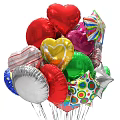 Colorful Helium Balloons With Heart Star Shapes And Polka Dot Patterns For Party Decoration