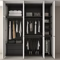 Modern Wardrobe Organized Interior With Hanging Clothes Folded Items And Storage Drawers 3d model