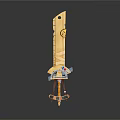 Yellow Decorative Toy Sword 3D Model With Smiley Face And Decorative Hilt Stand
