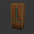 Brown Wooden Double Door Wardrobe With Black Handles And Modern Design Style