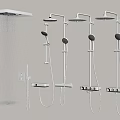 Modern Bathroom Shower Heads With Wall Mounted Overhead And Handheld Sprayers 3d model