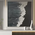 Black And White Abstract Painting With Textured Brush Strokes For Modern Interior Wall Decor