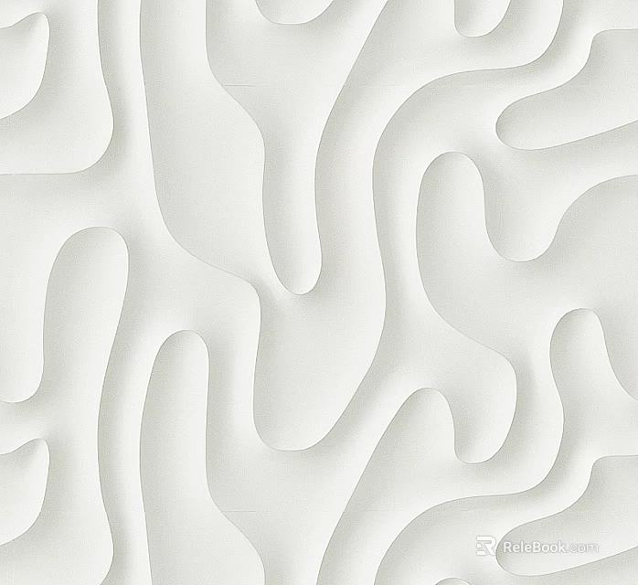 White Contemporary Decorative Wall With Modern Three Dimensional Wavy Textured Surface Design For Interior 3d model