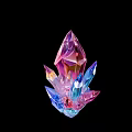 Colorful Polyhedral Crystal With Vibrant Pink Blue And Purple Facets On Black Background