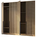 Elegant Modern Wardrobe Interior With Wooden Frame Perforated Doors And Open Storage Shelves