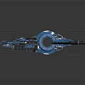 Blue Futuristic Sci Fi Spaceship Model With Complex Design And Glossy Surface Details 3d model
