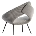 Modern Accent Chair with Gray Woven Mesh Design and Brown Upholstery on Black Metal Legs