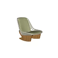 Comfortable Light Green Cushioned Outdoor Chair With Woven Rattan And Wooden Frame