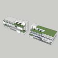 Modern White Office Building With Glass Windows Balconies Blue Sky And White Clouds